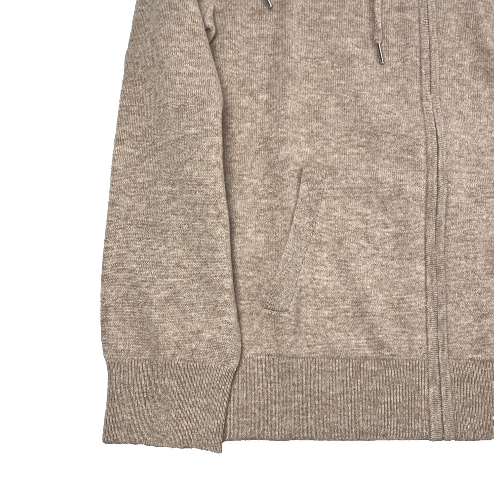 Quince Mongolian Cashmere Full Zip Hoodie Womens M Oatmeal Sweater Quiet Luxury - Picture 4 of 7